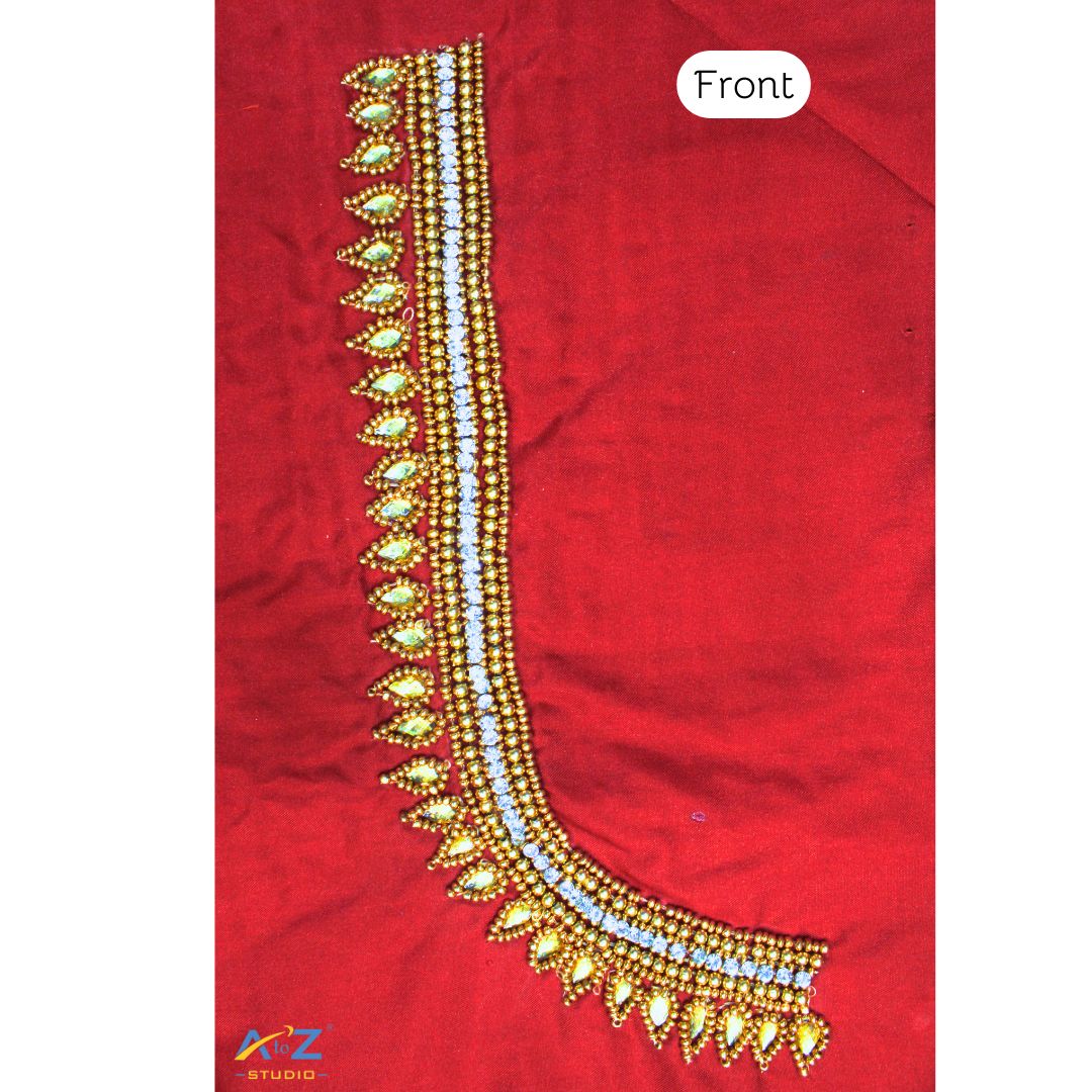Sindoor Red Silk Blouse Piece With Aari Work