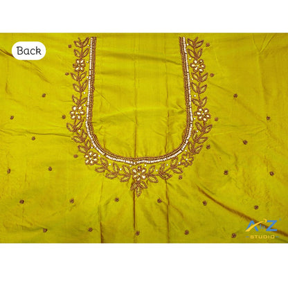 Pear Silk Blouse Piece With Aari Work