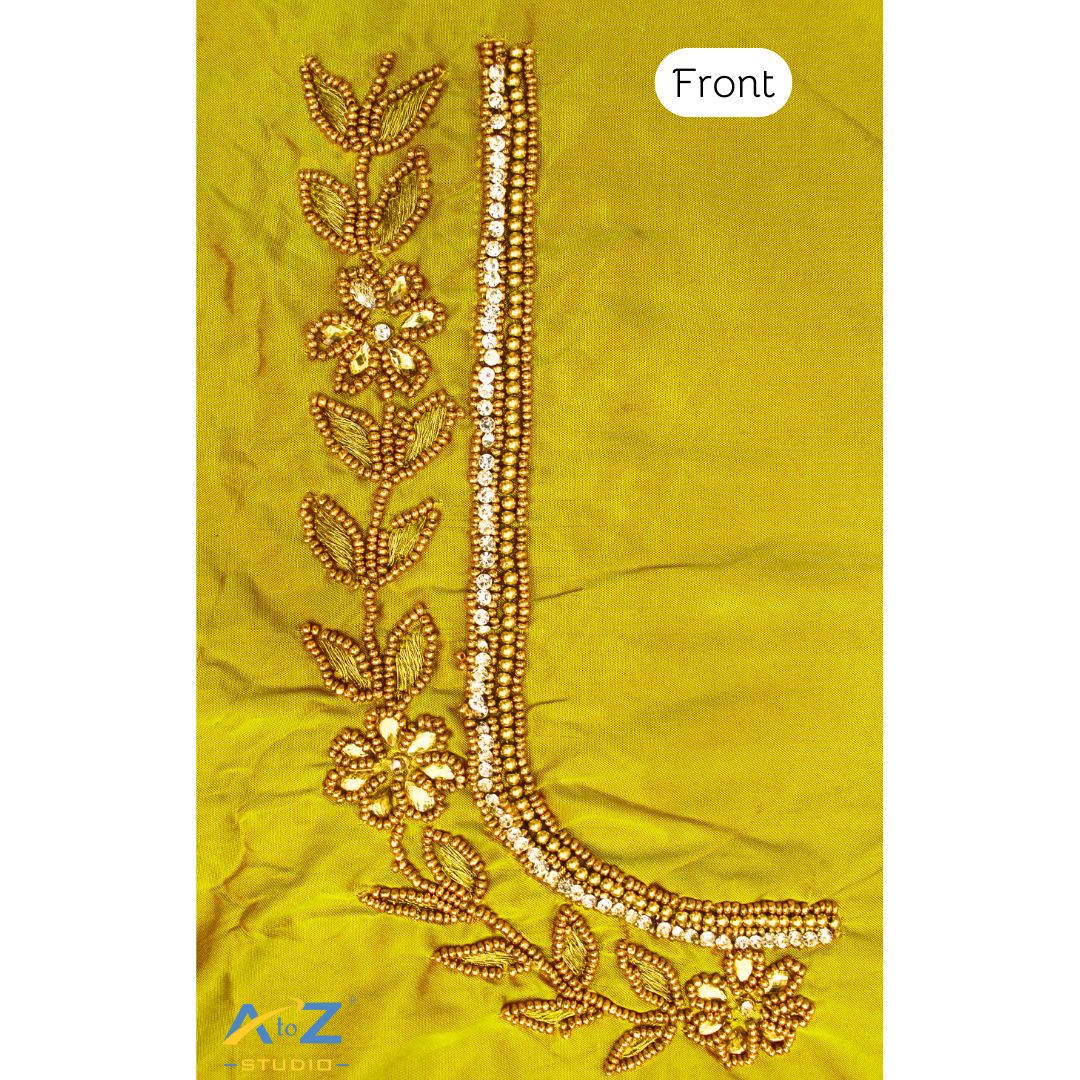Pear Silk Blouse Piece With Aari Work