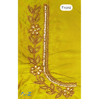 Pear Silk Blouse Piece With Aari Work