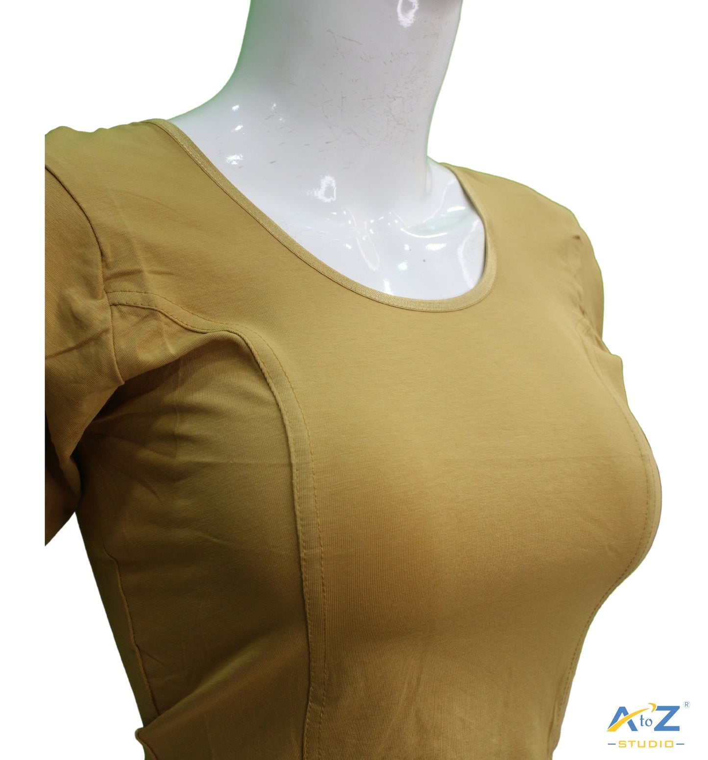 Dark Chiku Cotton Lycra Blouse - Plain