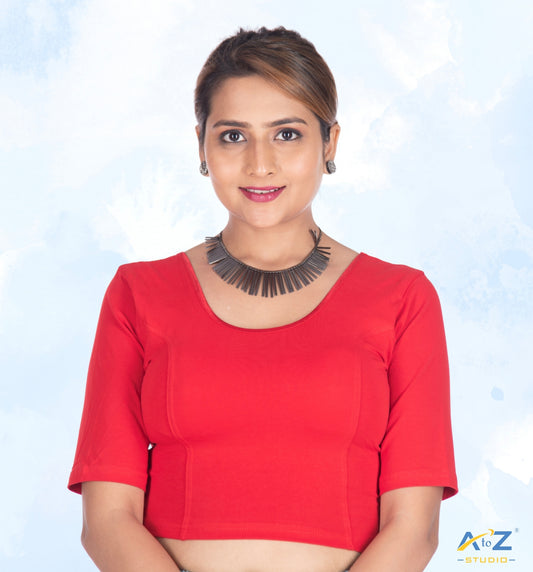 Tomato Cotton Lycra Blouse - Plain