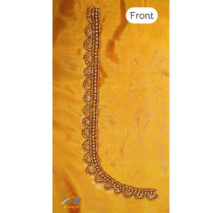 Yellow Mustard Silk Blouse Piece With Aari Work