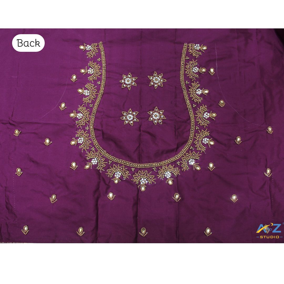 Grape Silk Blouse Piece With Aari Work