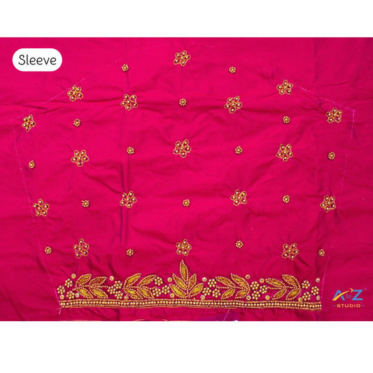 Magenta Silk Blouse Piece With Aari Work