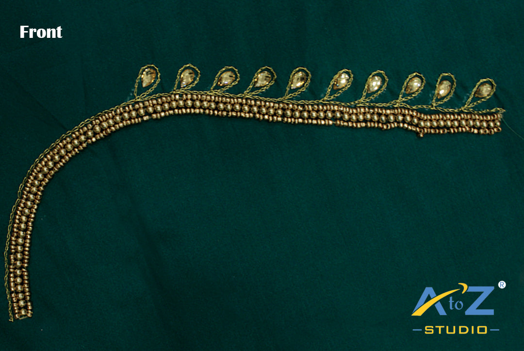Teal Silk Blouse Piece With Aari Work