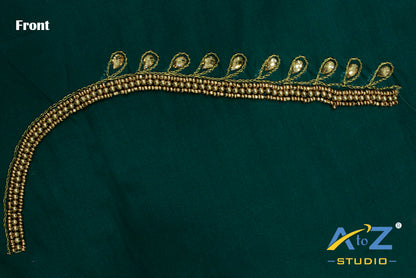 Teal Silk Blouse Piece With Aari Work