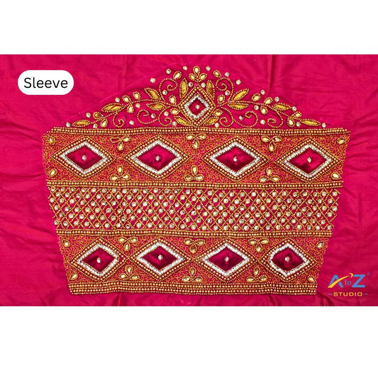 Rani Silk Blouse Piece With Aari Work