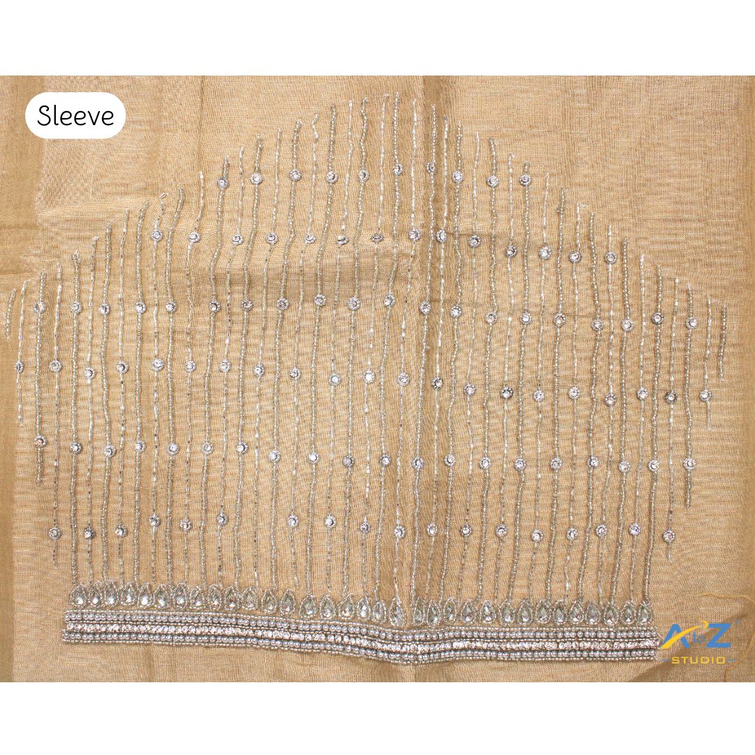 Skin Tissue (Silver Work) Blouse Piece With Aari Work