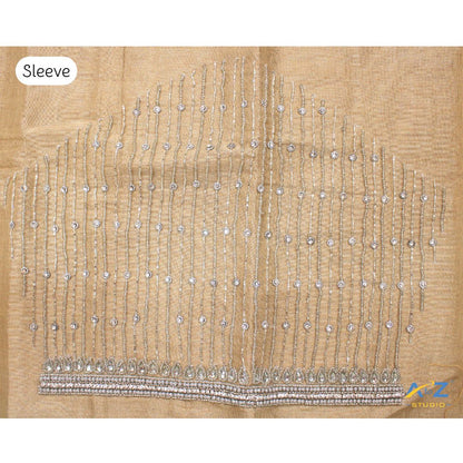 Skin Tissue (Silver Work) Blouse Piece With Aari Work