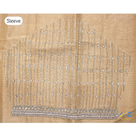 Skin Tissue (Silver Work) Blouse Piece With Aari Work