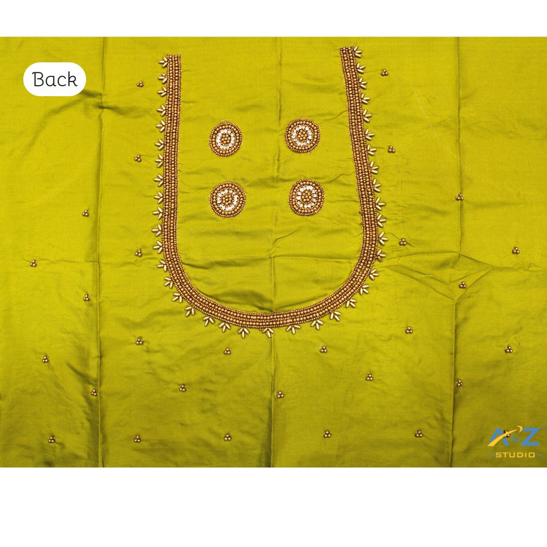 Pear Silk Blouse Piece With Aari Work