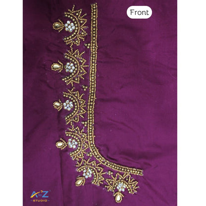 Grape Silk Blouse Piece With Aari Work