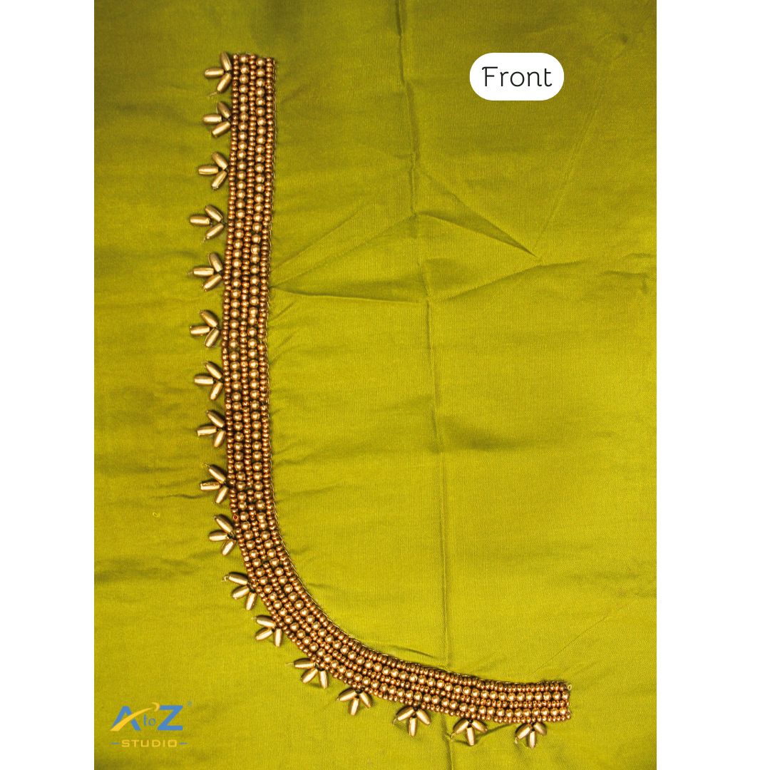 Pear Silk Blouse Piece With Aari Work