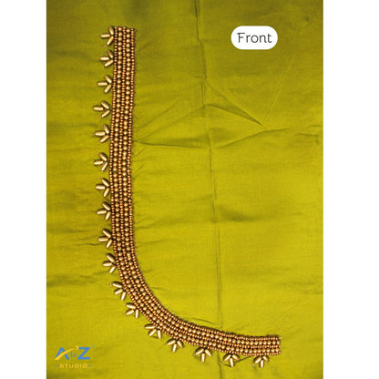 Pear Silk Blouse Piece With Aari Work