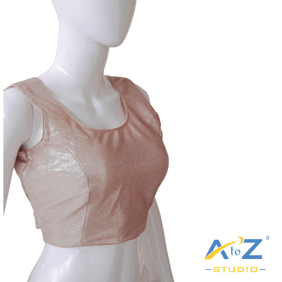 Dusty Orange Brocade Blouse with Glossy Finish