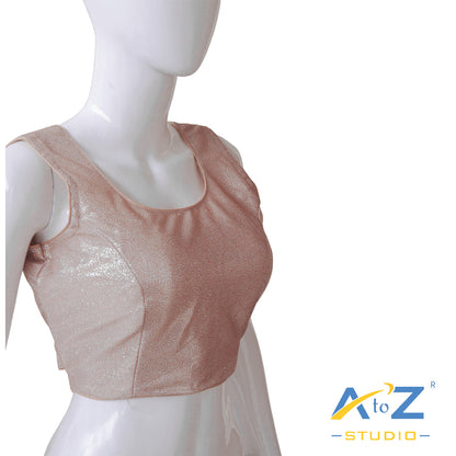 Dusty Orange Brocade Blouse with Glossy Finish
