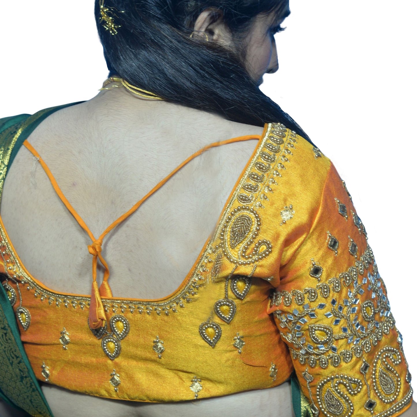 Mango Blouse with Kite & Mango Motifs, Dual Embroidery