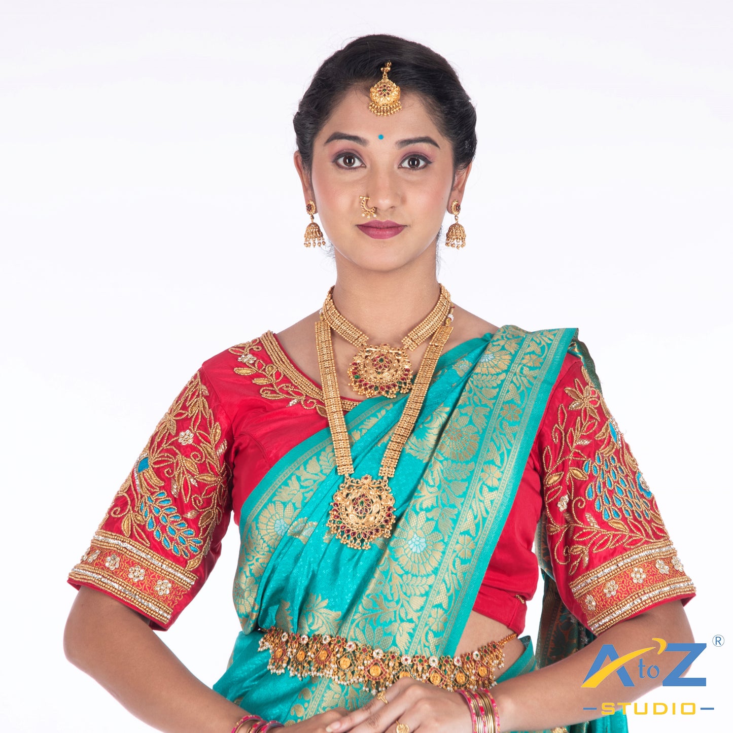 Punch Pink Silk Cloth Blouse with Peacock Design