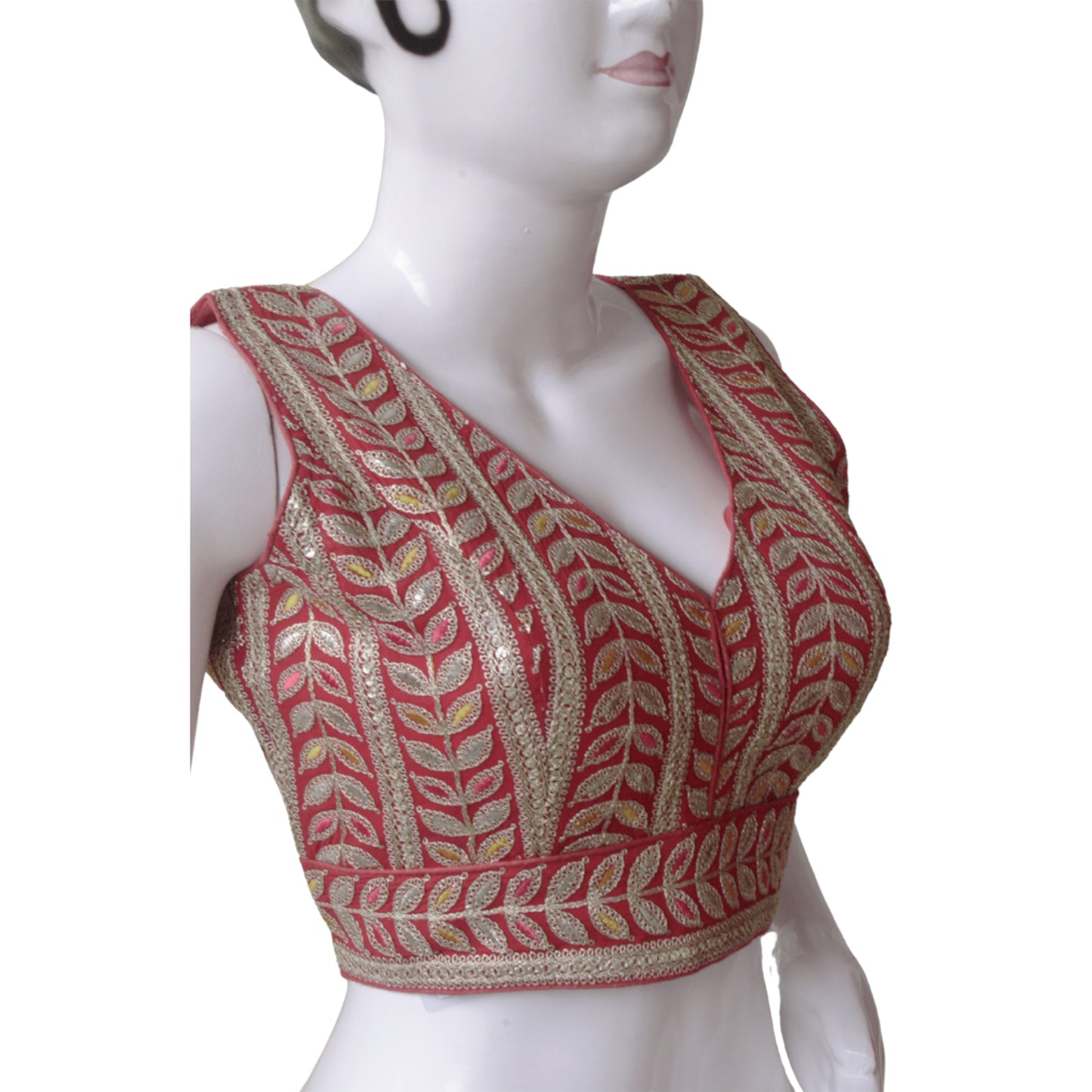 Red Sequin Leaf Blouse
