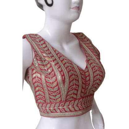 Red Sequin Leaf Blouse