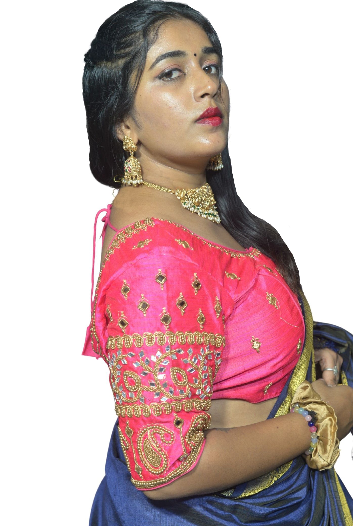 Rani Blouse with Kite & Mango Motifs, Dual Embroidery