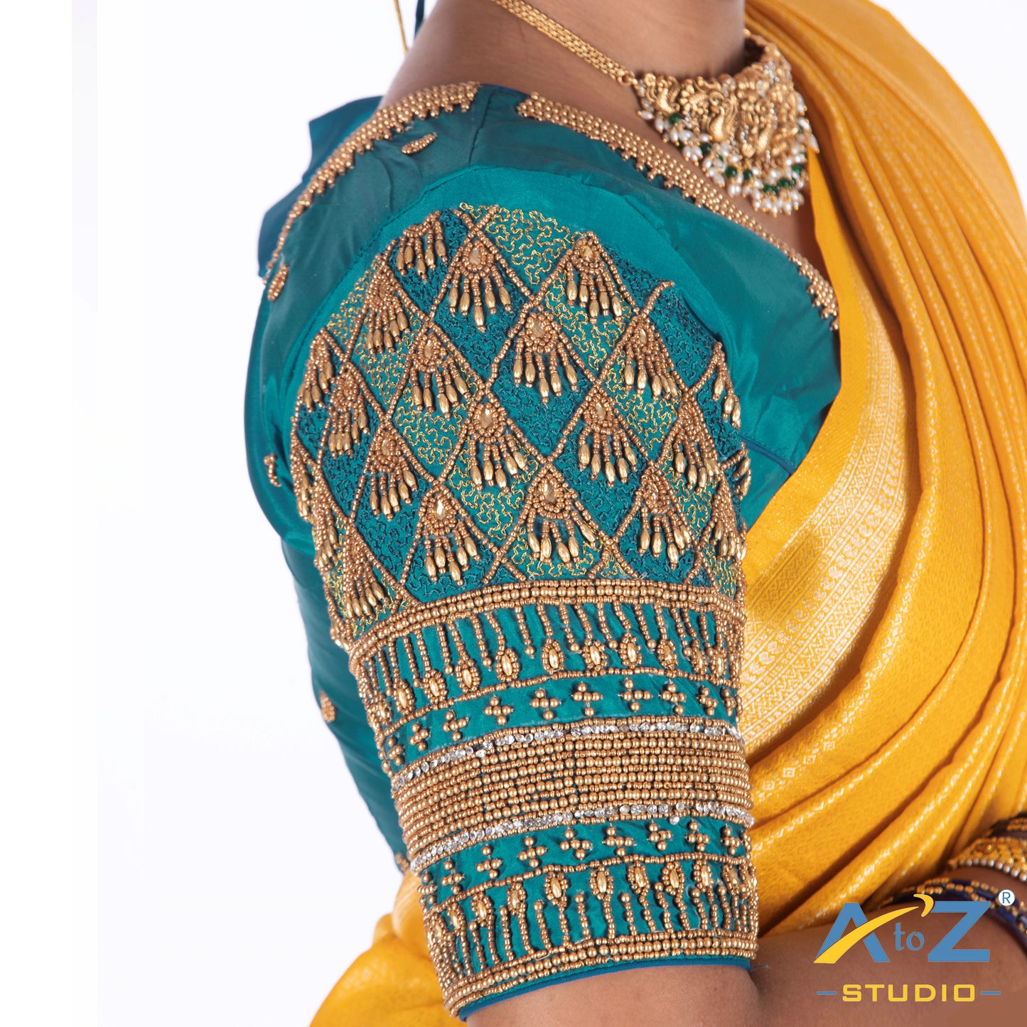 Dark Blue Silk Cloth Blouse with Kite Design