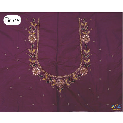 Light Wine Silk Blouse Piece With Aari Work