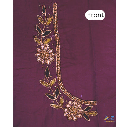 Light Wine Silk Blouse Piece With Aari Work