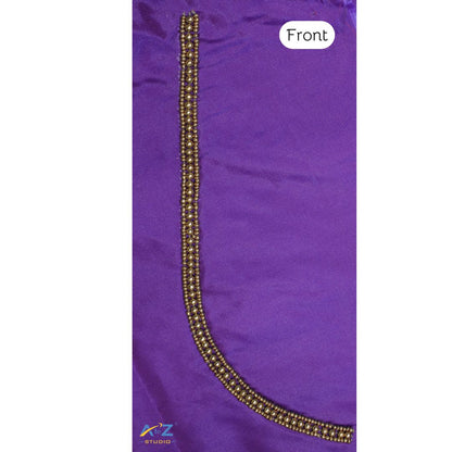 French Violet Silk Blouse Piece With Thread Work