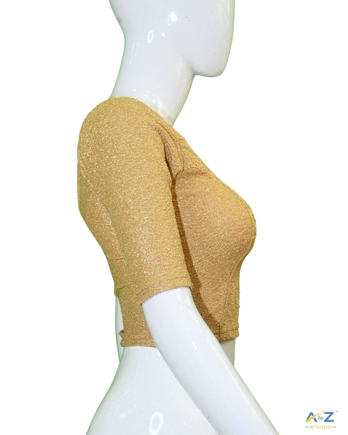 Brass Gold Tissue Lycra Blouse with Golden Crumble