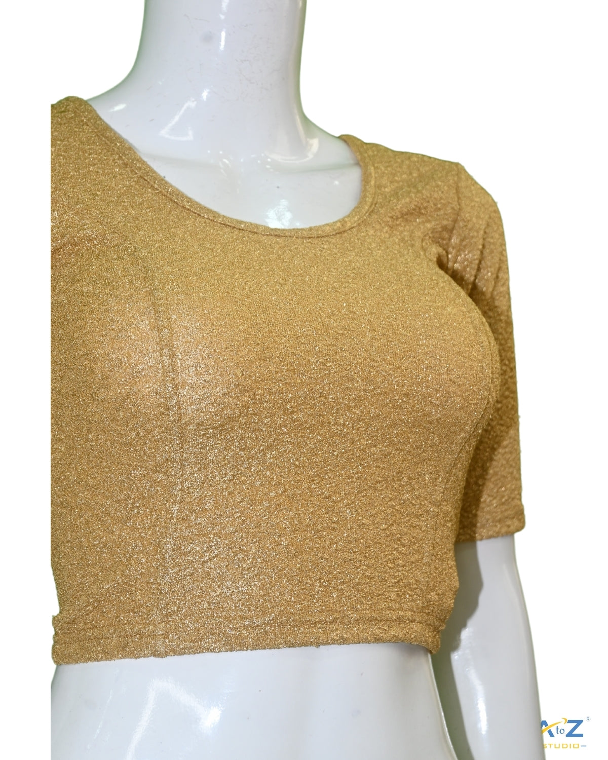 Brass Gold Tissue Lycra Blouse with Golden Crumble