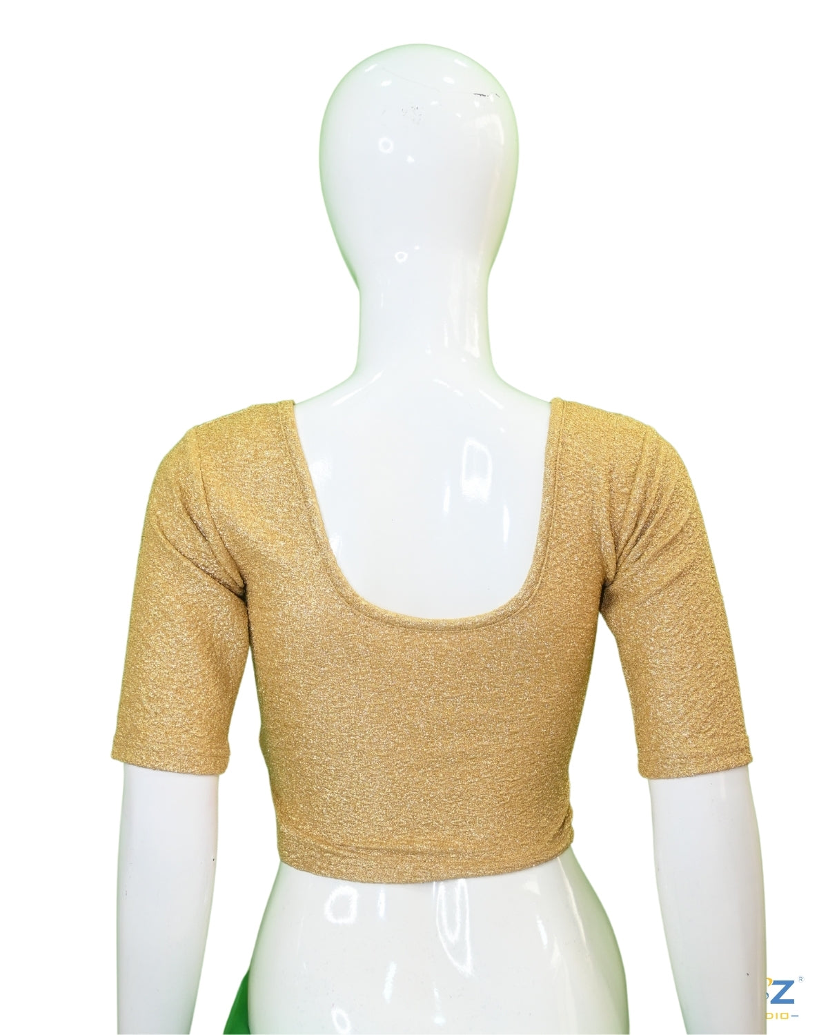 Brass Gold Tissue Lycra Blouse with Golden Crumble