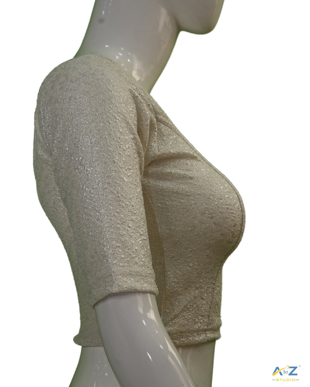 Light Silver Tissue Lycra Blouse with Golden Crumble