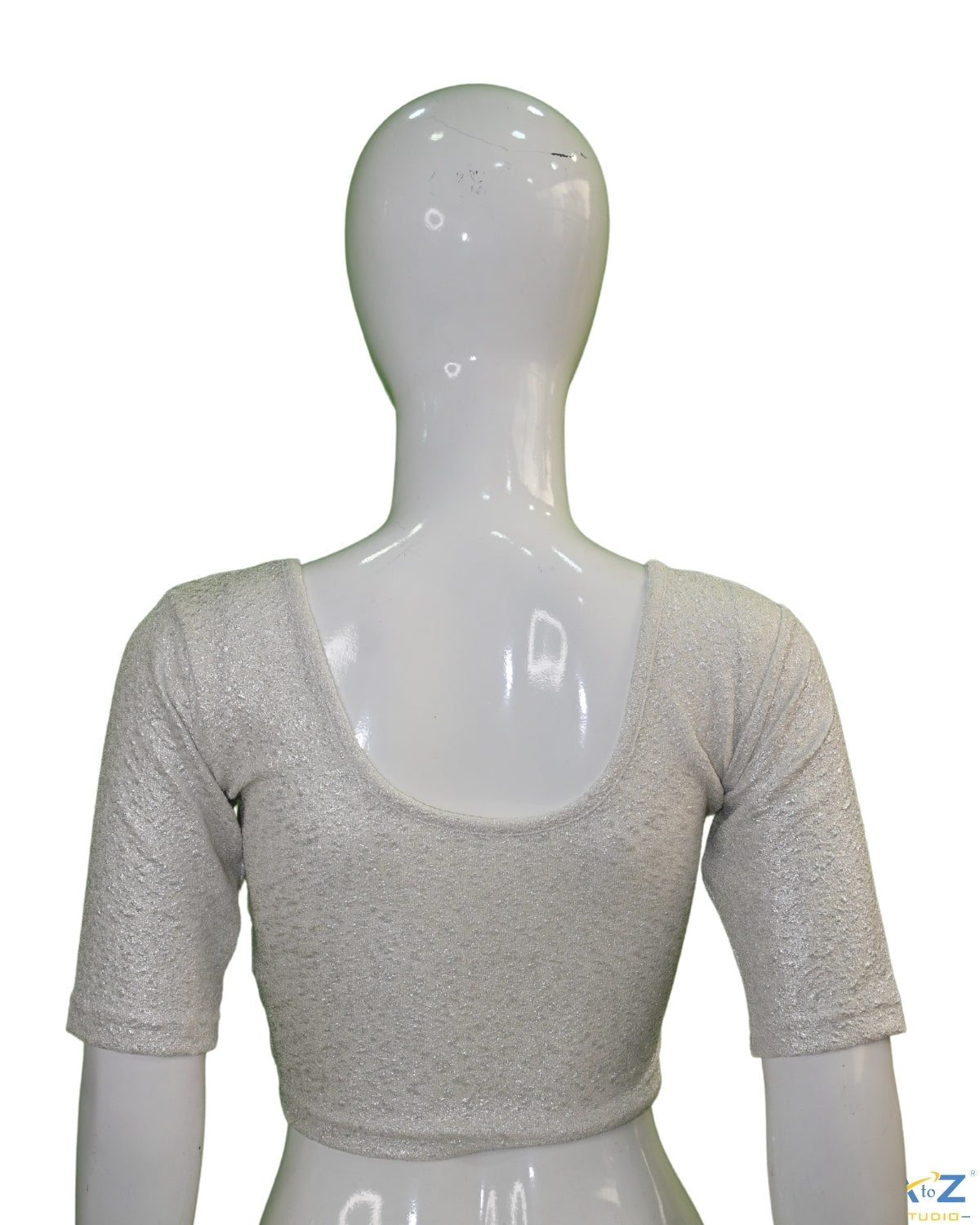 Light Silver Tissue Lycra Blouse with Golden Crumble