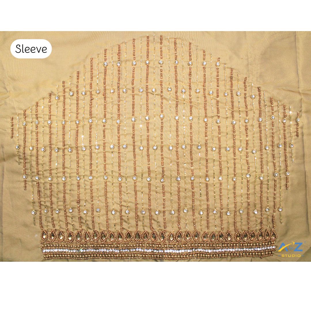 Dark Chiku Silk Blouse Piece With Aari Work