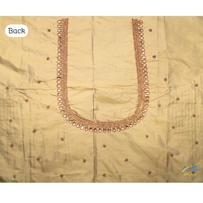 Dark Chiku Silk Blouse Piece With Aari Work