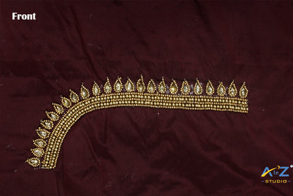 Light Brown Silk Blouse Piece With Aari Work