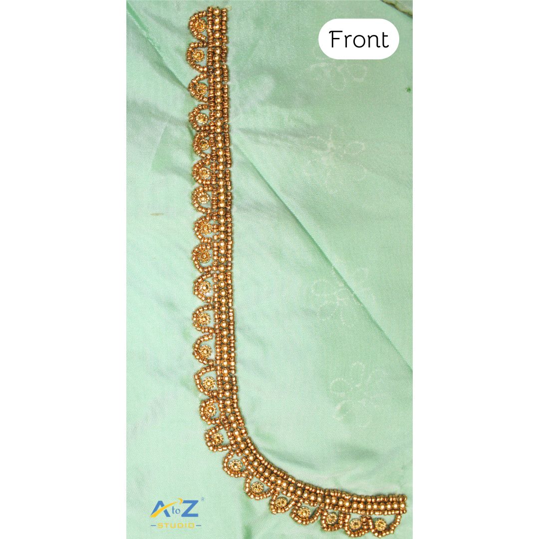 Light Spring Green  Silk Blouse Piece With Aari Work