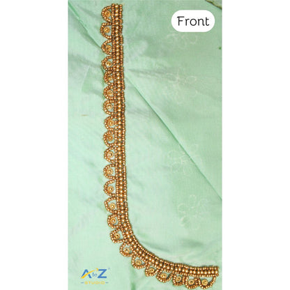 Light Spring Green  Silk Blouse Piece With Aari Work