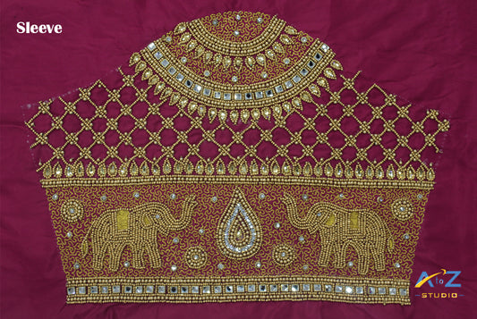 Magenta Silk Blouse Piece With Aari Work