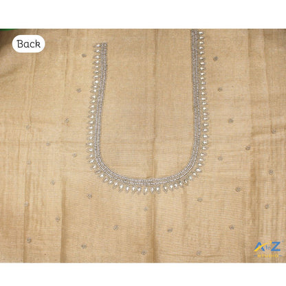 Skin Tissue (Silver Work) Blouse Piece With Aari Work