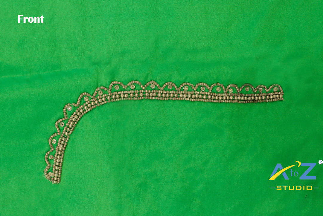 Neon Green Silk Blouse Piece With Aari Work