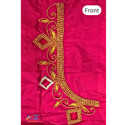 Rani Silk Blouse Piece With Aari Work
