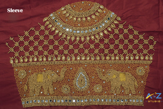 Sindoor Red Silk Blouse Piece With Aari Work