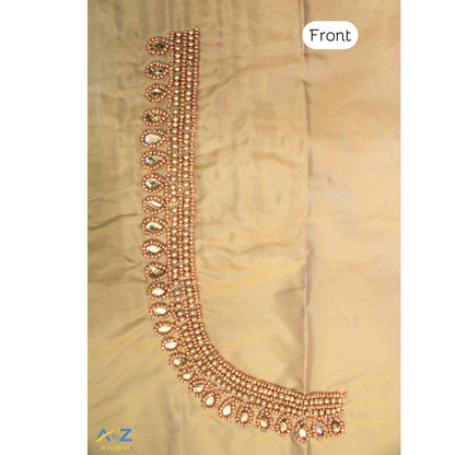Dark Chiku Silk Blouse Piece With Aari Work