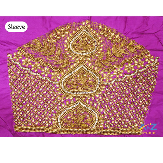 Purple Silk Blouse Piece With Aari Work