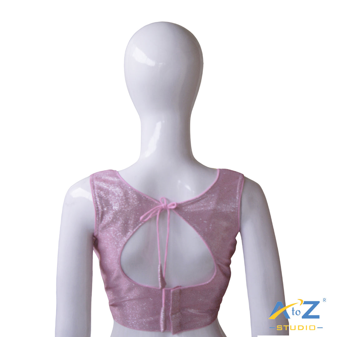 Sparkling Light Pink Sleeveless Blouse