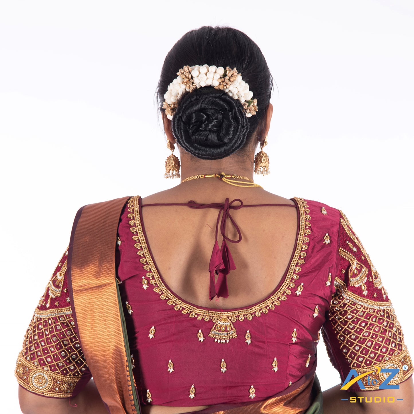 Wine Silk Cloth Blouse with Bell design Design