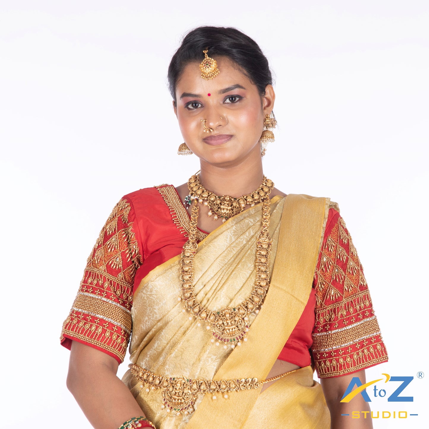Red Silk Cloth Blouse with Kite Design